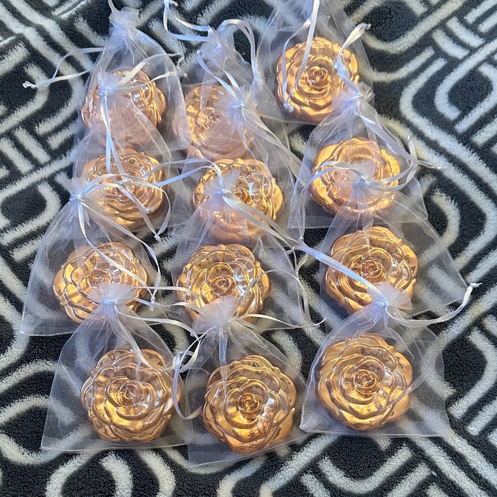 Gold Rose Compact Mirrors 12 in Set